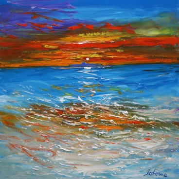Sunset on the Dutchman's Cap from Iona 24x24